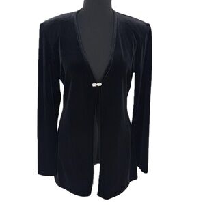 JR Nites by Caliendo Velour Jacket with Rhinestone Clasp Vintage 90s Size Small